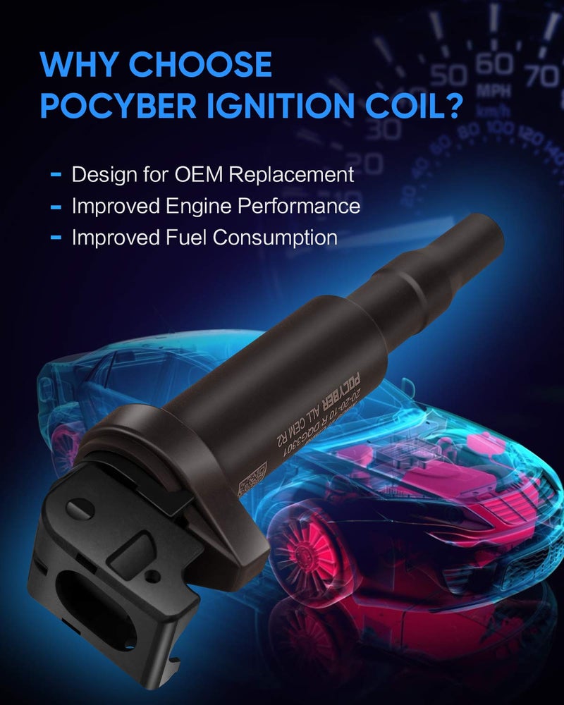 POCYBER Ignition Coil for BMW, Replaces OE# 0221504470 00044 Fits BMW 325i 335i 328i 525i 530i 330i 650i X3 X5 M3 M5 M6 Z3 Z4 Mini and More - Image 2